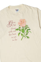 Vintage "Grow Old With Me" Pink Rose Hanes Beefy T-Shirt