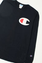 Vintage Champion XL Embroidered Logo Long Sleeve T-Shirt (1990s)