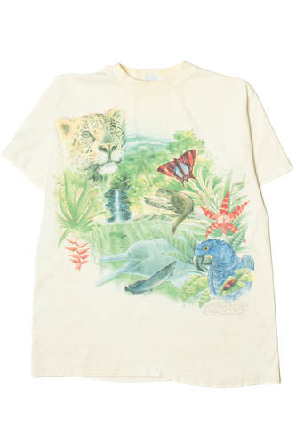 Vintage Rainforest Flora And Fauna Single Stitch T-Shirt