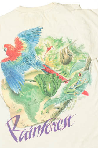 Vintage Rainforest Flora And Fauna Single Stitch T-Shirt