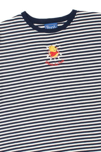 Embroidered Winnie The Pooh Striped T-Shirt