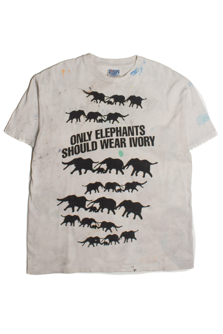 Vintage Only Elephants Should Wear Ivory T-Shirt (1990s) 8671