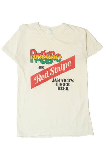 Vintage Red Stripe Jamaican Beer Single Stitch Paper Thin T-Shirt