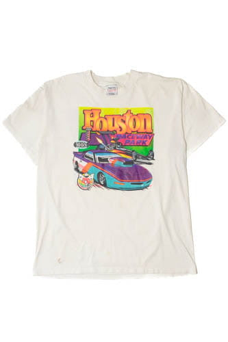 Vintage Houston Raceway Park Neon Racing T-Shirt (1990s)