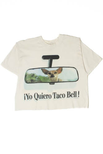 Vintage 1998 "¡Yo Quiero Taco Bell!" Chihuahua Raw Hem Crop Top