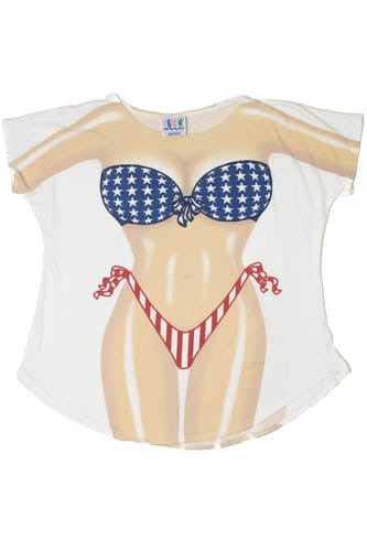 Vintage Beach Swimsuit Cover-Up T-Shirt (1990s)