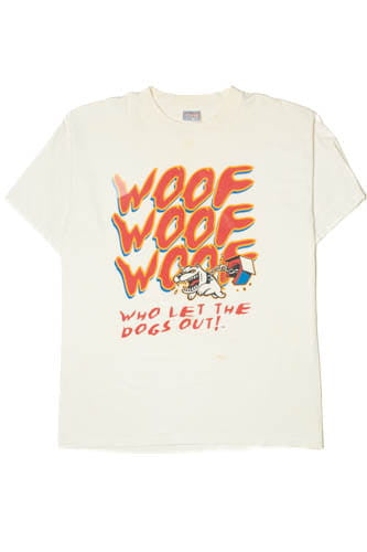Vintage "Who Let The Dogs Out" Single Stitch T-Shirt (1990s)