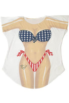 Vintage Santa Monica Pier Americana Swimsuit Cover-Up T-Shirt (1990s)