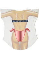 Vintage Santa Monica Pier Americana Swimsuit Cover-Up T-Shirt (1990s)
