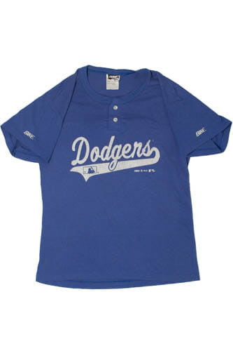 Vintage Dodgers "Rhodes" #10 Button Henley T-Shirt (1990s)