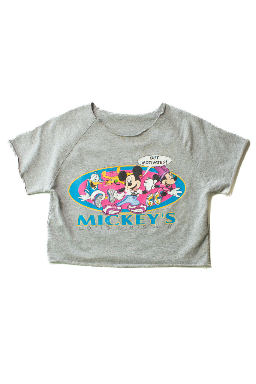Vintage Mickey's World Class Gym Cropped T-Shirt (1990s)