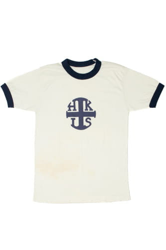 Vintage Hong Kong International School Logo Navy Ringer T-Shirt