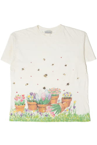 Vintage Bumble Bee Garden All Over Print T-Shirt