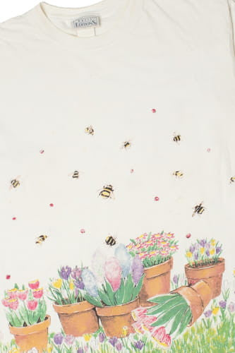 Vintage Bumble Bee Garden All Over Print T-Shirt