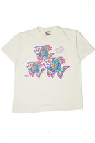 Vintage 1993 Myrtle Beach Embossed Fish Graphic T-Shirt