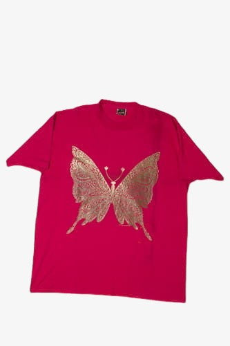 Vintage Gold Butterfly Graphic T-Shirt 9862