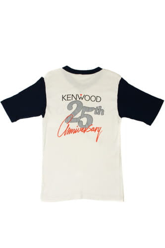 Vintage Kenwood Land Mobile Radio Navy V-Neck Ringer T-Shirt