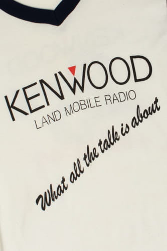 Vintage Kenwood Land Mobile Radio Navy V-Neck Ringer T-Shirt