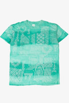 Vintage Lattice Heart Print Tie Dye T-Shirt