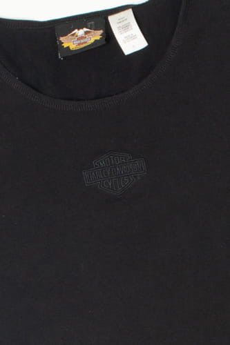 Vintage Harley Davidson Centered Embroidered Logo Long Sleeve T-Shirt