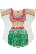 Vintage Hula Grass Skirt Beach Swimsuit Cover-Up T-Shirt (1990s)