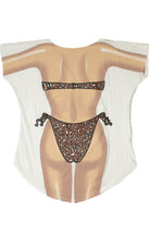 Vintage Cheetah Print Beach Swimsuit Cover-Up T-Shirt (1990s)