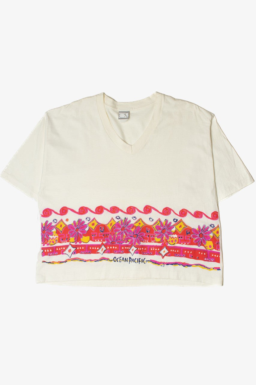 Vintage Bright Floral Ocean Pacific V-Neck T-Shirt