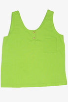 Vintage Lime Green Button Henley Tank Top