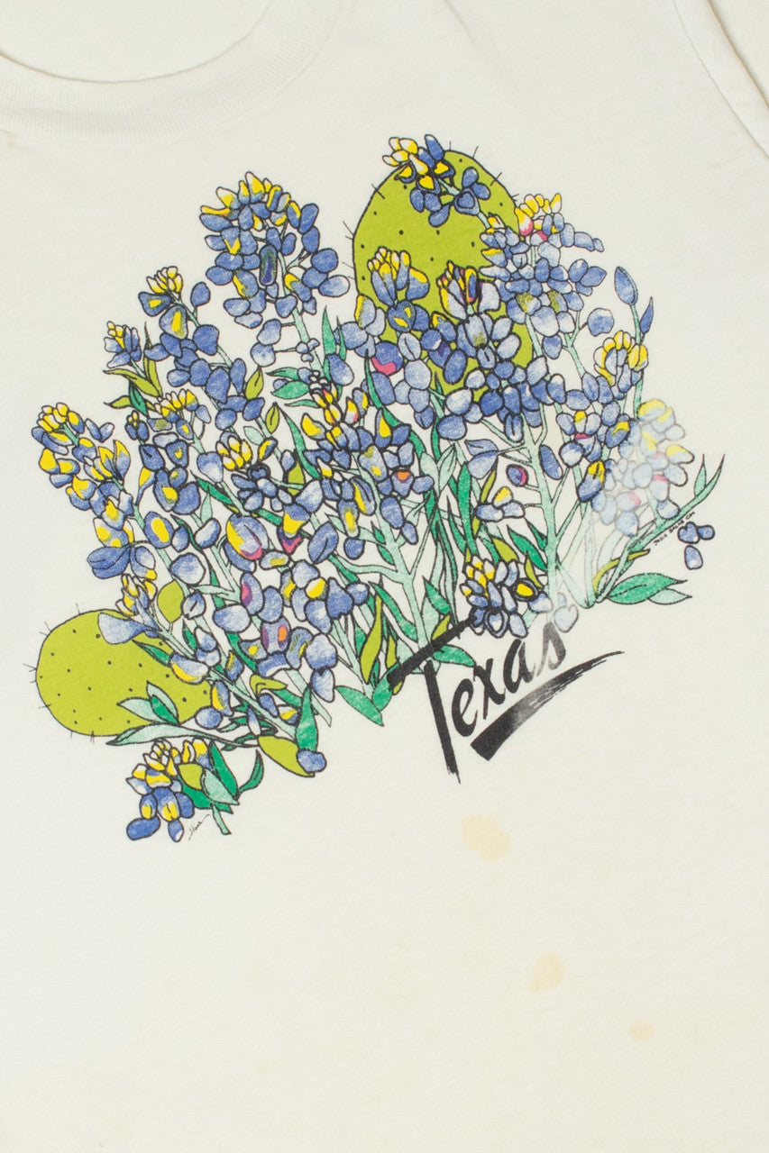 Vintage "Texas" Cactus Flowers Single Stitch T-Shirt