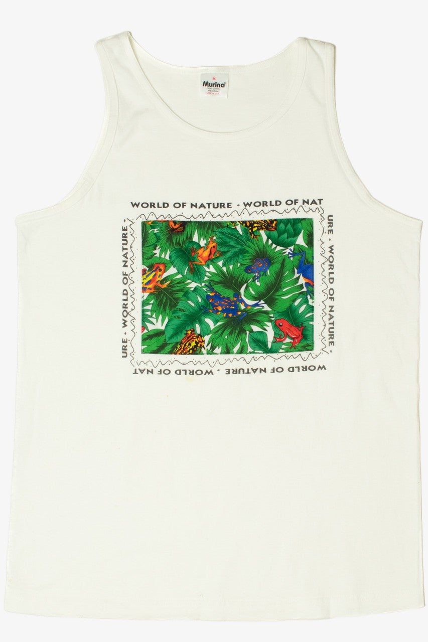Vintage "World Of Nature" Sewed On Frog Print Patch T-Shirt Tank Top
