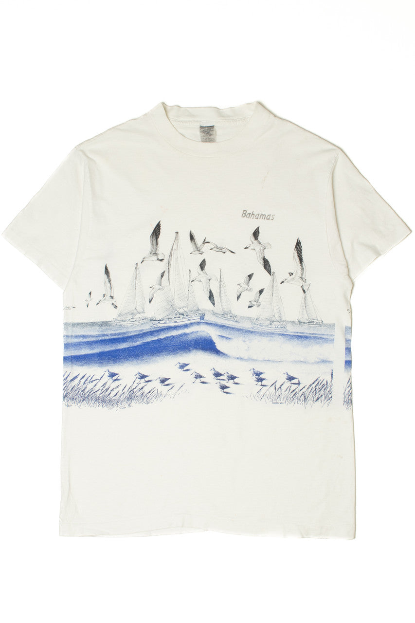 Vintage Bahamas Scenic Wraparound Print T-Shirt