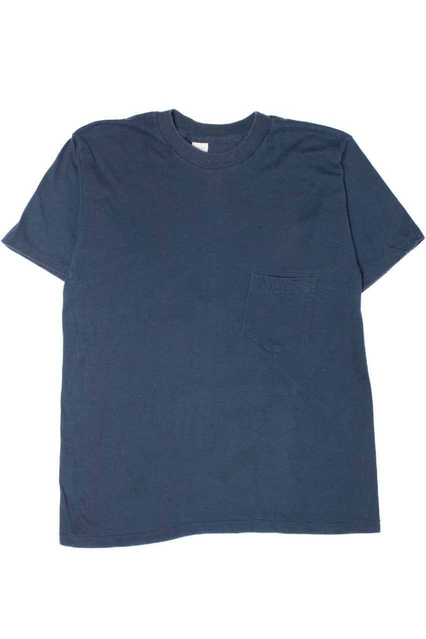 Vintage 1980's Navy Blue Blank Pocket T-Shirt