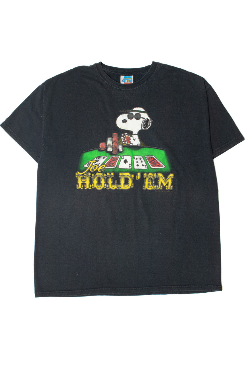 Vintage Snoopy "Joe Hold' Em" Poker T-Shirt With Velvet Embossed Detail