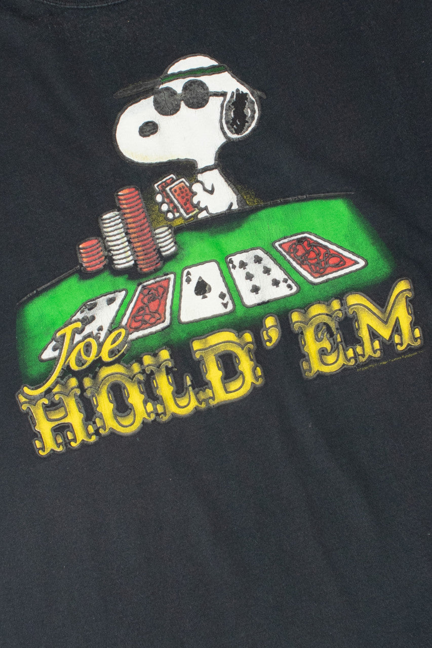 Vintage Snoopy "Joe Hold' Em" Poker T-Shirt With Velvet Embossed Detail