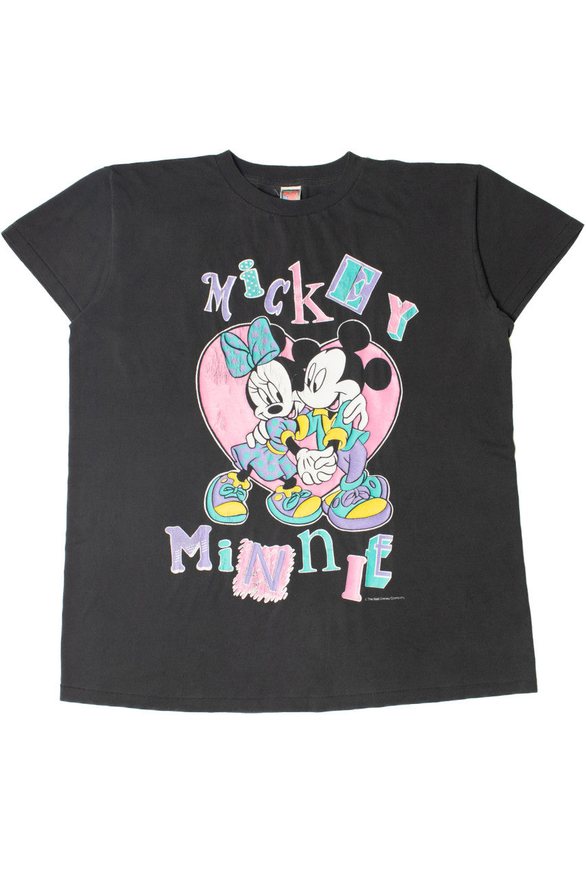 Vintage Mickey & Minnie Mouse Disney Pastel Heart Graphic T-Shirt