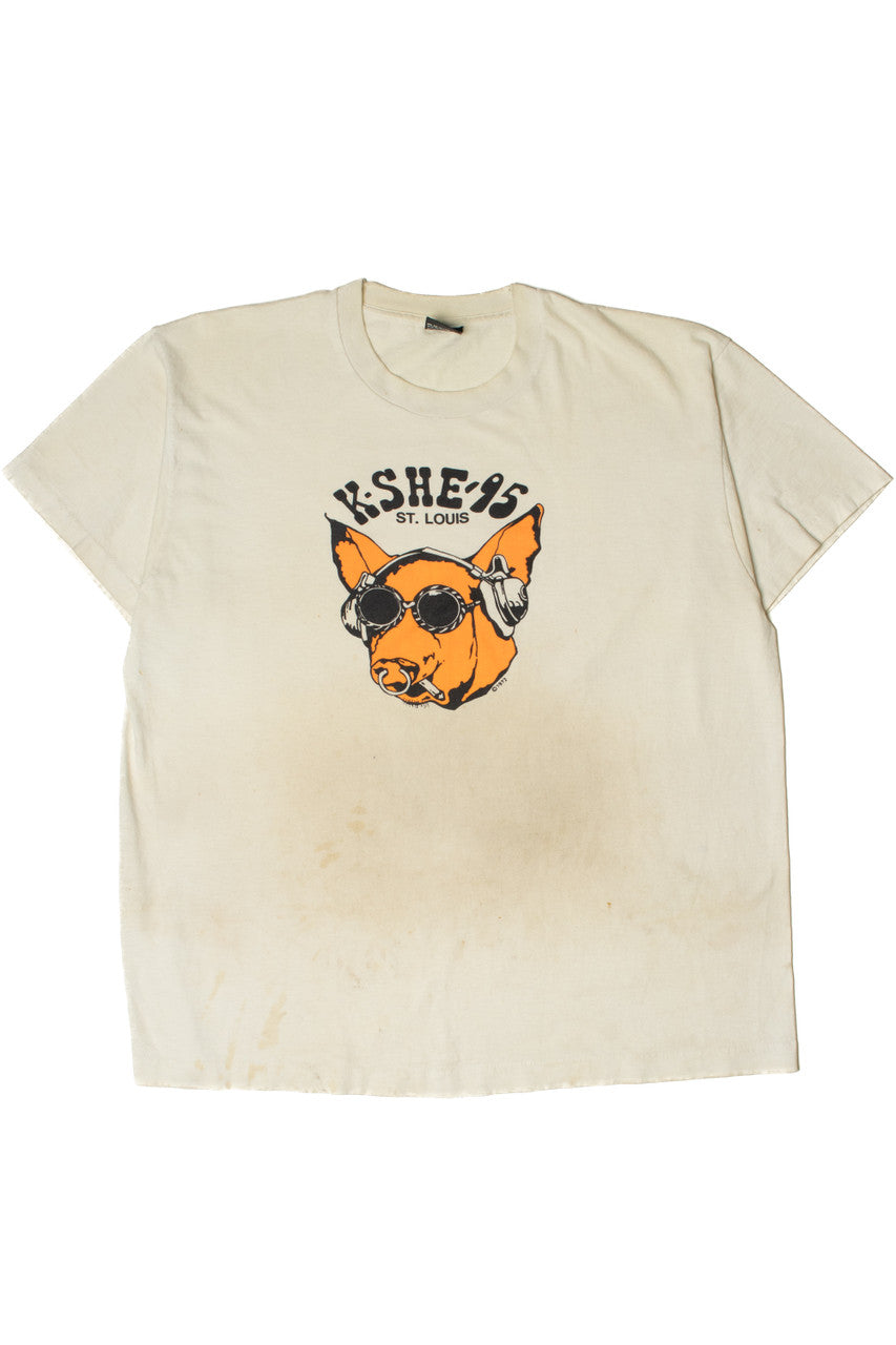Vintage Distressed KSHE95 St. Louis Radio Station Cool Dog T-Shirt
