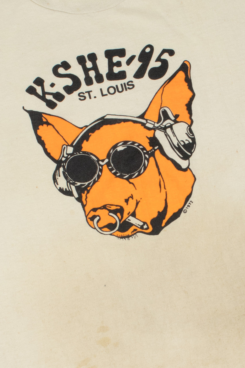 Vintage Distressed KSHE95 St. Louis Radio Station Cool Dog T-Shirt