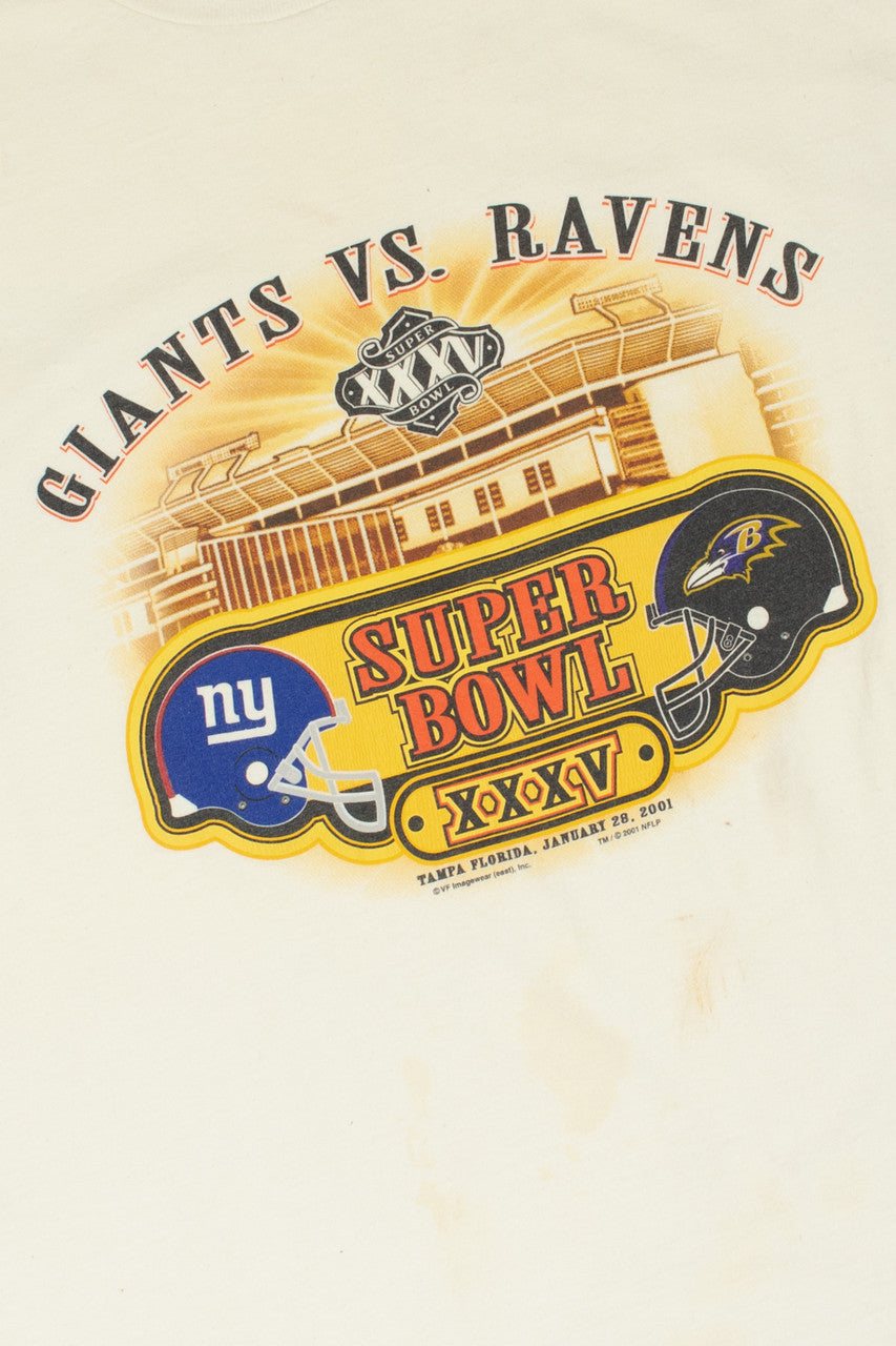Vintage 2001 Super Bowl XXXV Giants VS Ravens T-Shirt