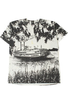 Vintage Riverboat Scene All Over Print Single Stitch T-Shirt