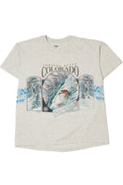 Vintage "Crested Butte Colorado" Skiing Wraparound Print T-Shirt