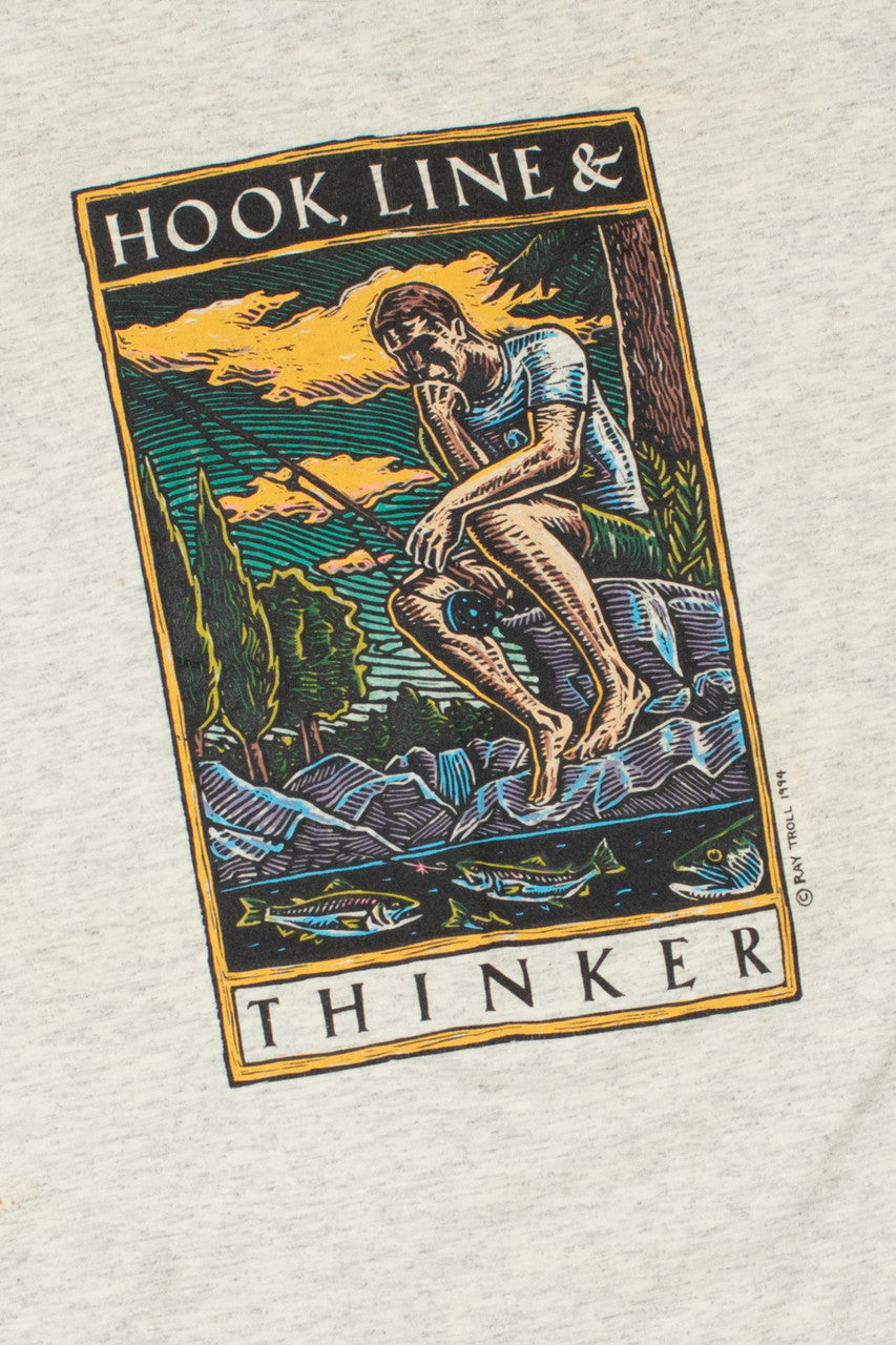 Vintage 1994 "Hook Line & Thinker" Fishing T-Shirt