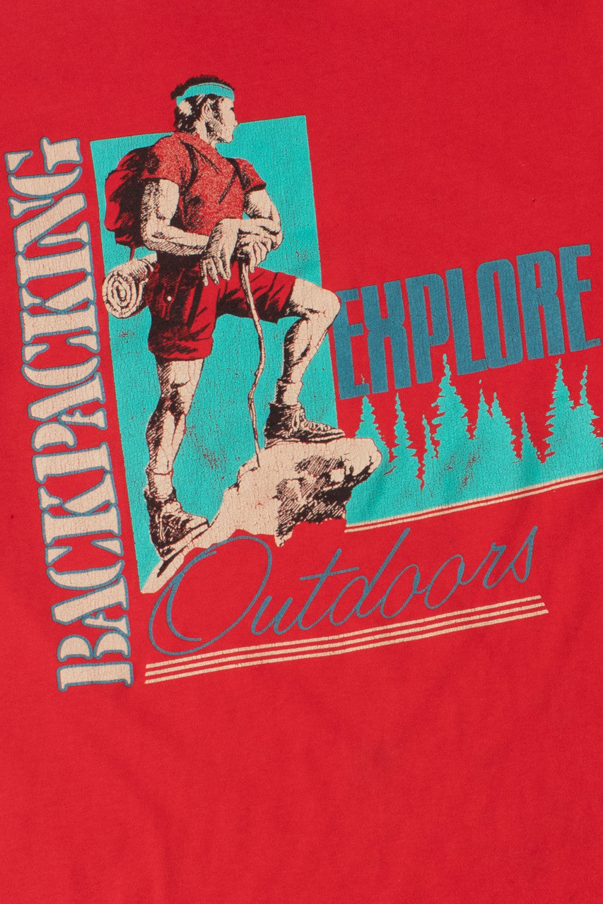 Vintage "Backpacking Explore Outdoors" Single Stitch T-Shirt