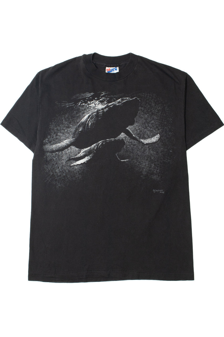 Vintage Whales Front & Back Print Single Stitch T-Shirt