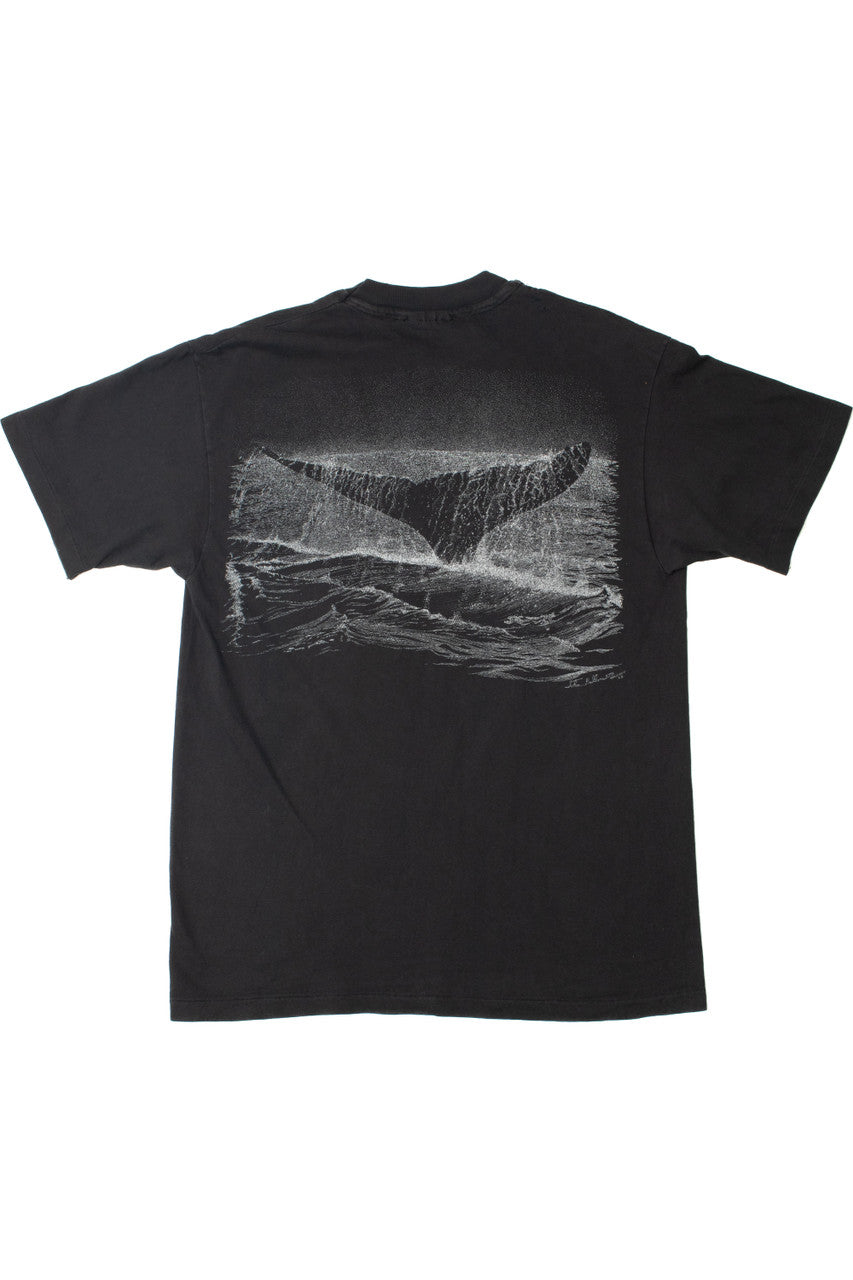 Vintage Whales Front & Back Print Single Stitch T-Shirt