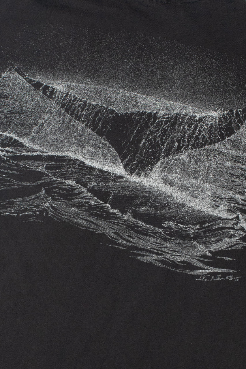 Vintage Whales Front & Back Print Single Stitch T-Shirt