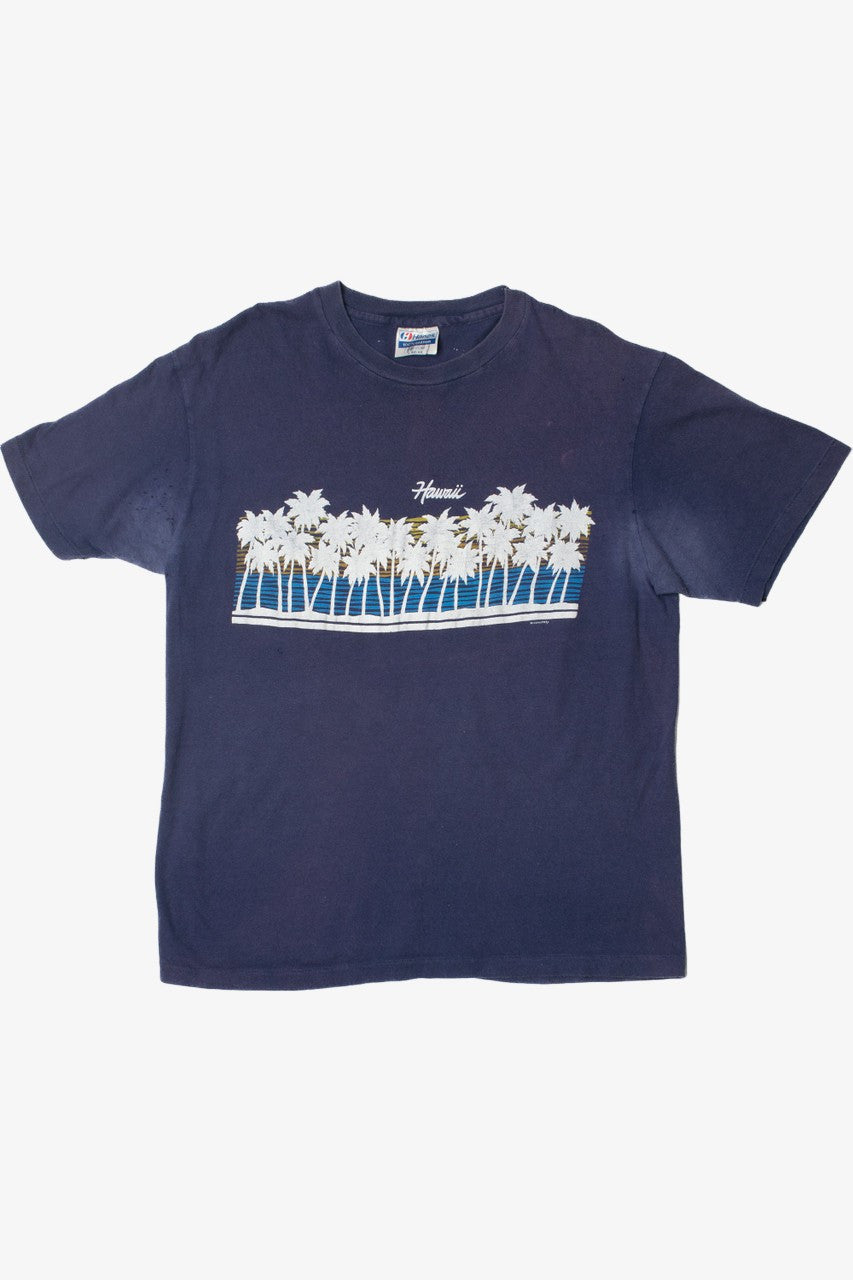 Vintage Distressed "Hawaii" Palm Tree Print T-Shirt