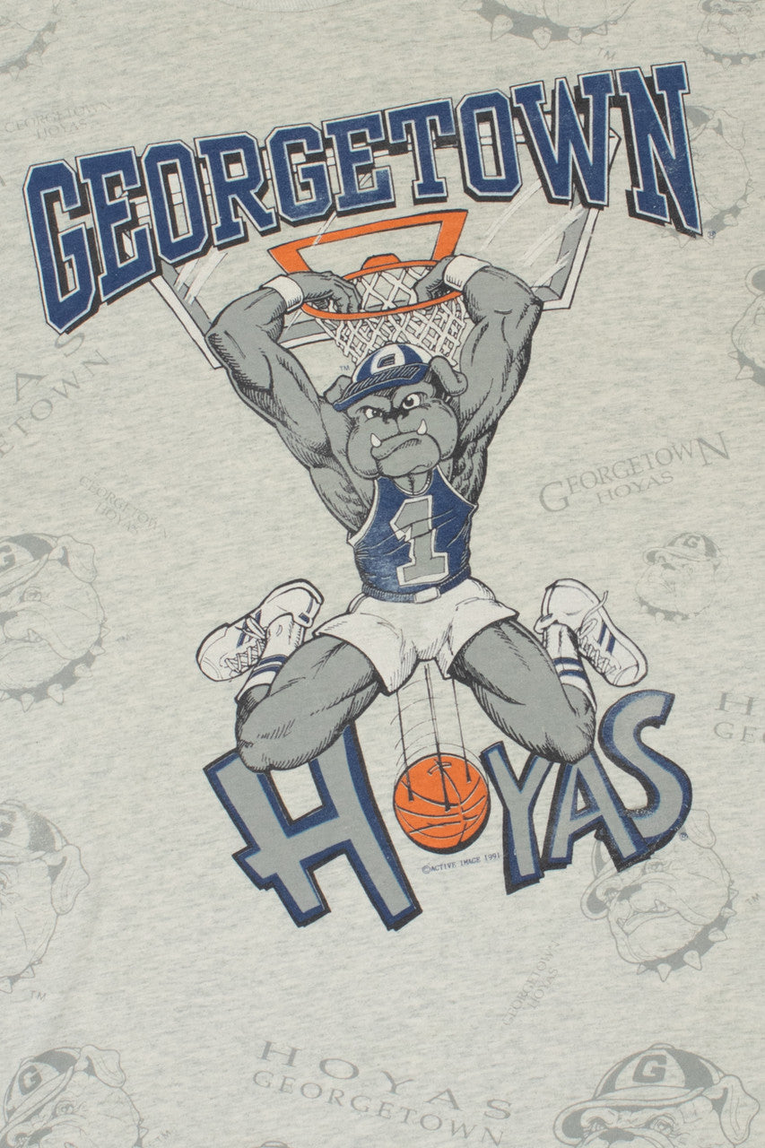 Vintage Georgetown Hoyas All Over Print Mascot T-Shirt