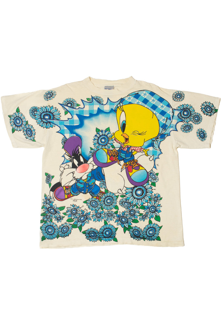 Vintage "Tweety" Flower Power Looney Tunes AOP T-Shirt