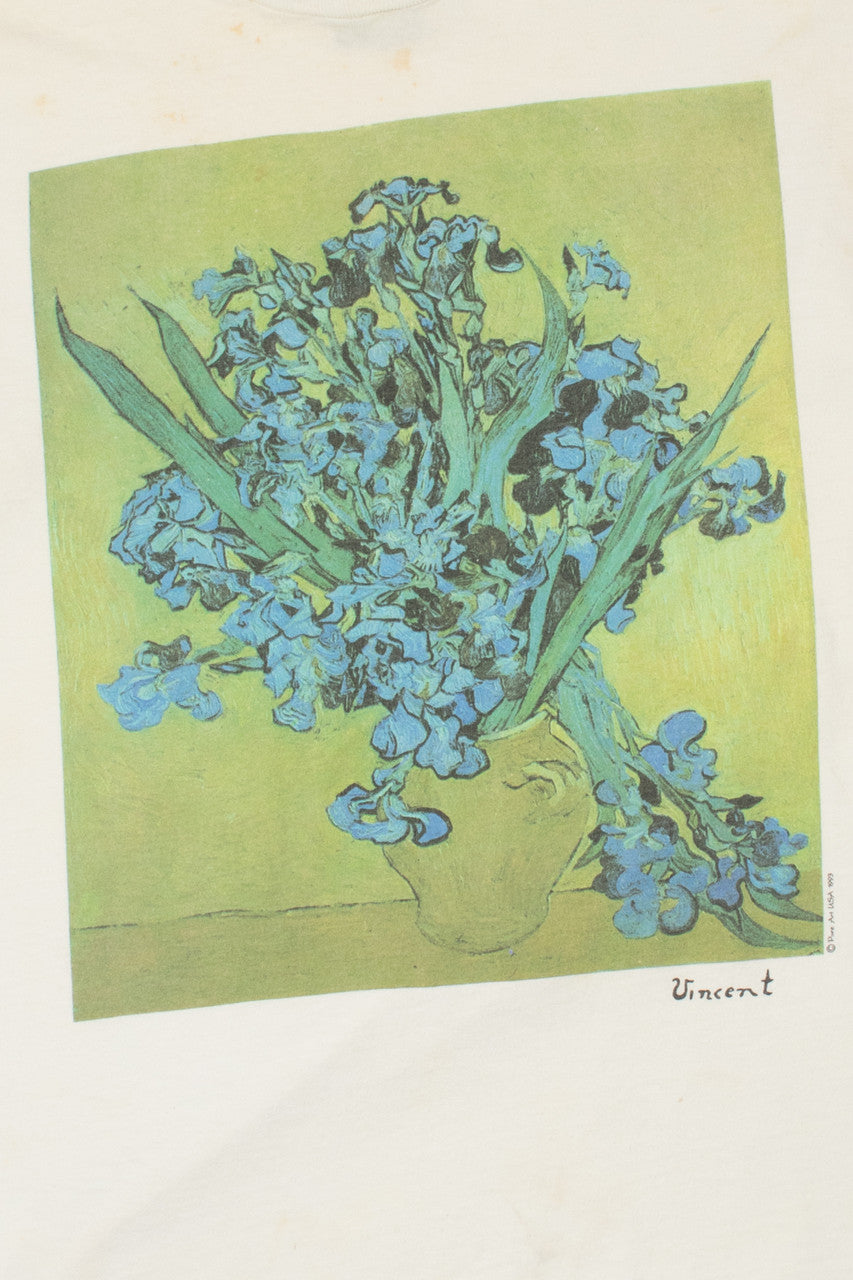 Vintage 1993 Vincent Van Gogh Irises Art Print T-Shirt