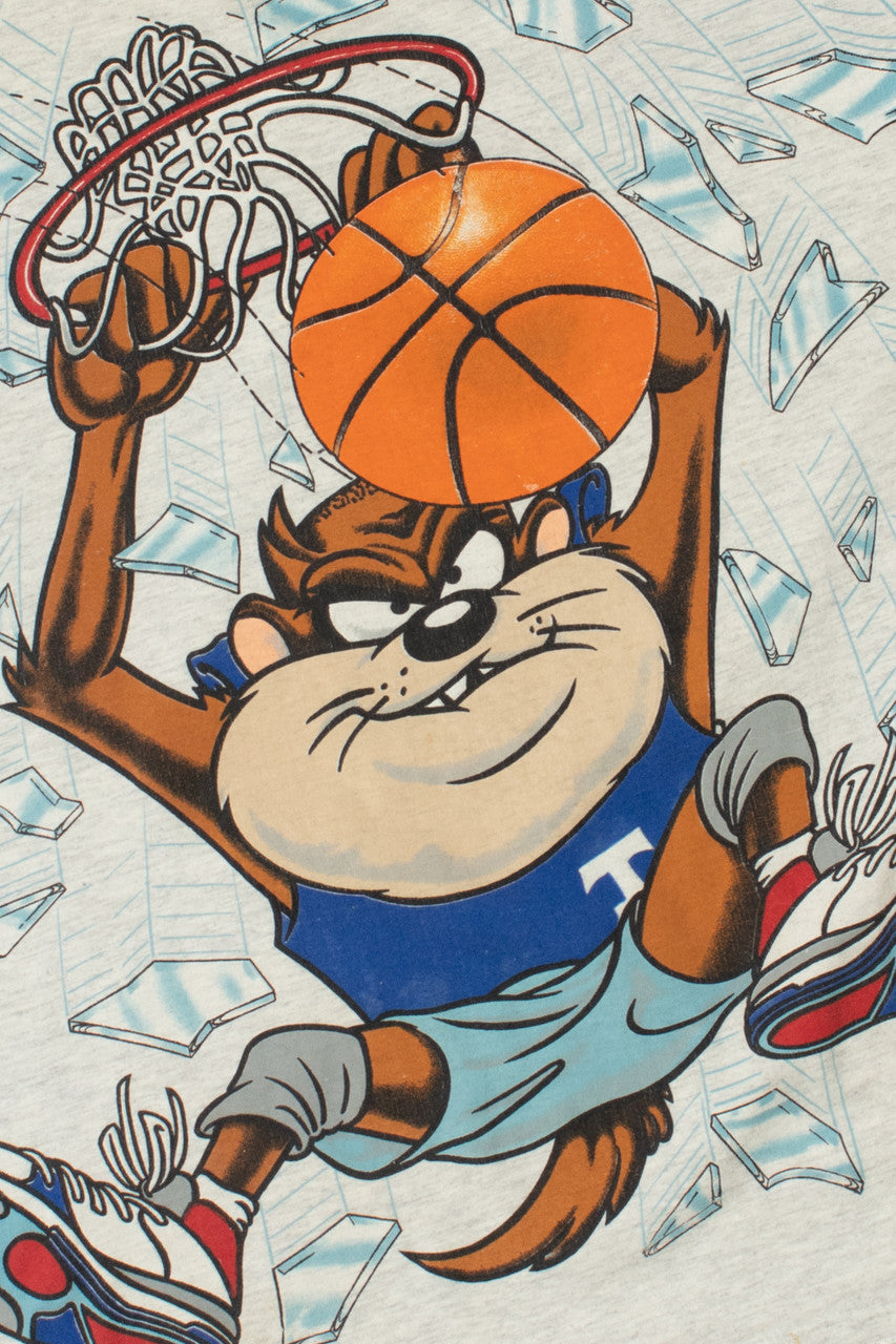 Vintage 1993 Taz Looney Tunes Basketball Dunk T-Shirt